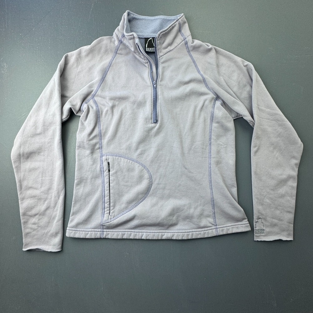 Sierra Designs Women's Large Gray Quarter Zip Fleece Pullover Outdoor Hiking Top